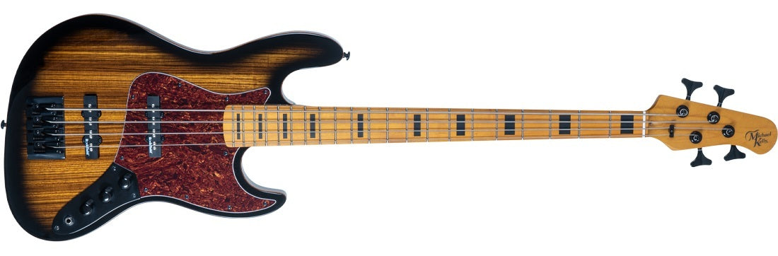 Michael Kelly Guitars Vintage Element 4 Zebra Burst Electric Bass Guitar  348023 809164025054